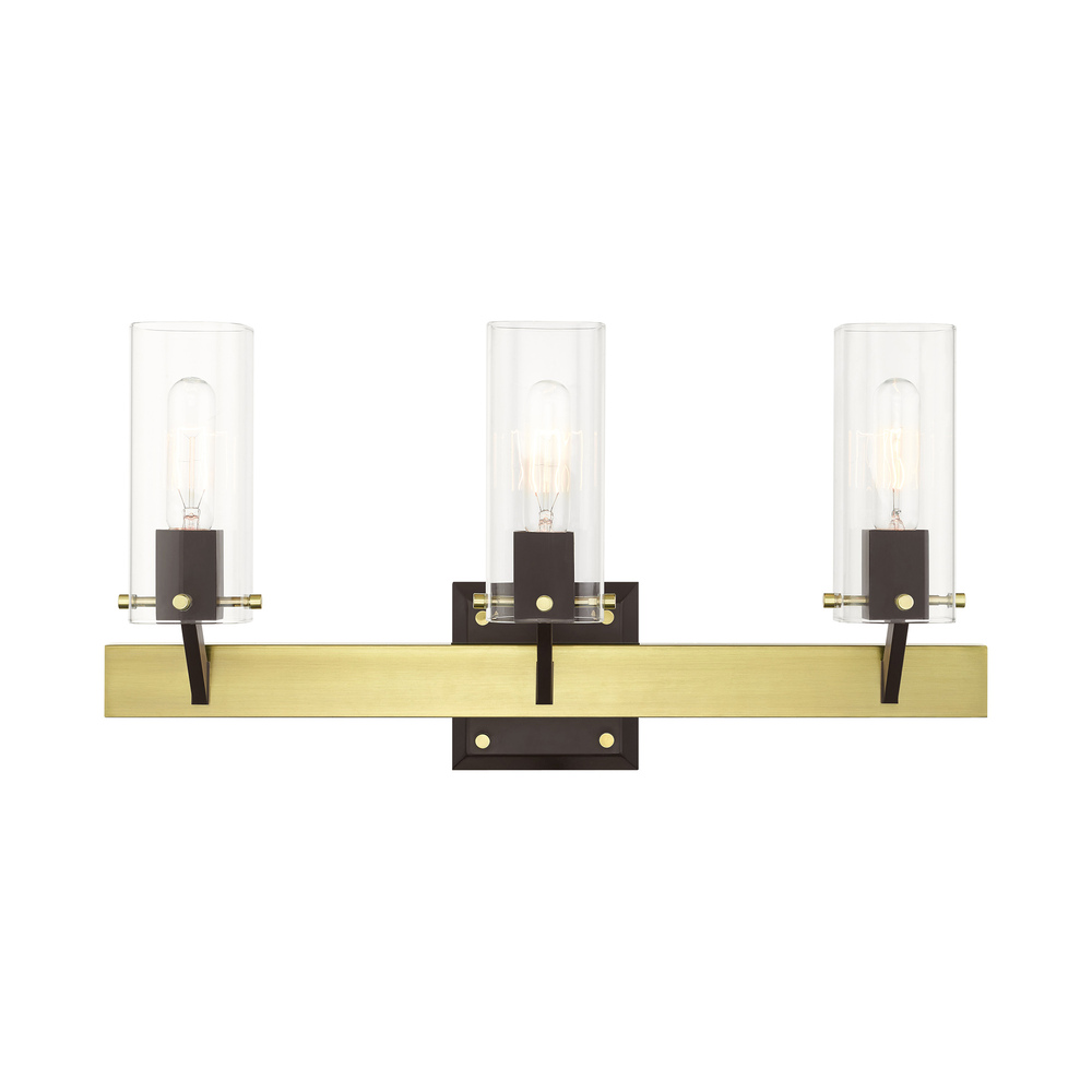 3 Lt Satin Brass Vanity Sconce