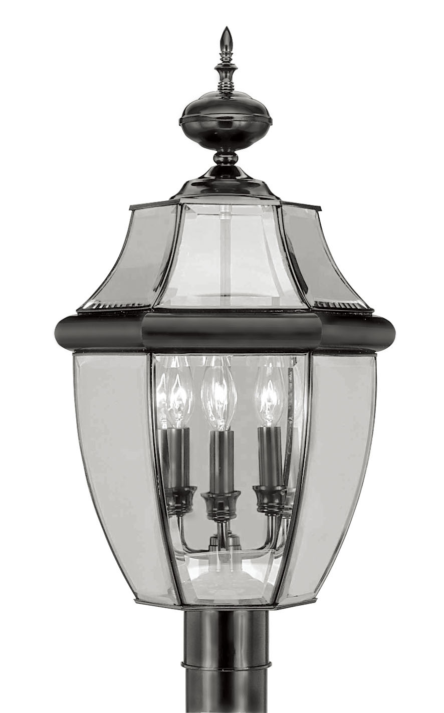 3 Light Black Outdoor Post Lantern