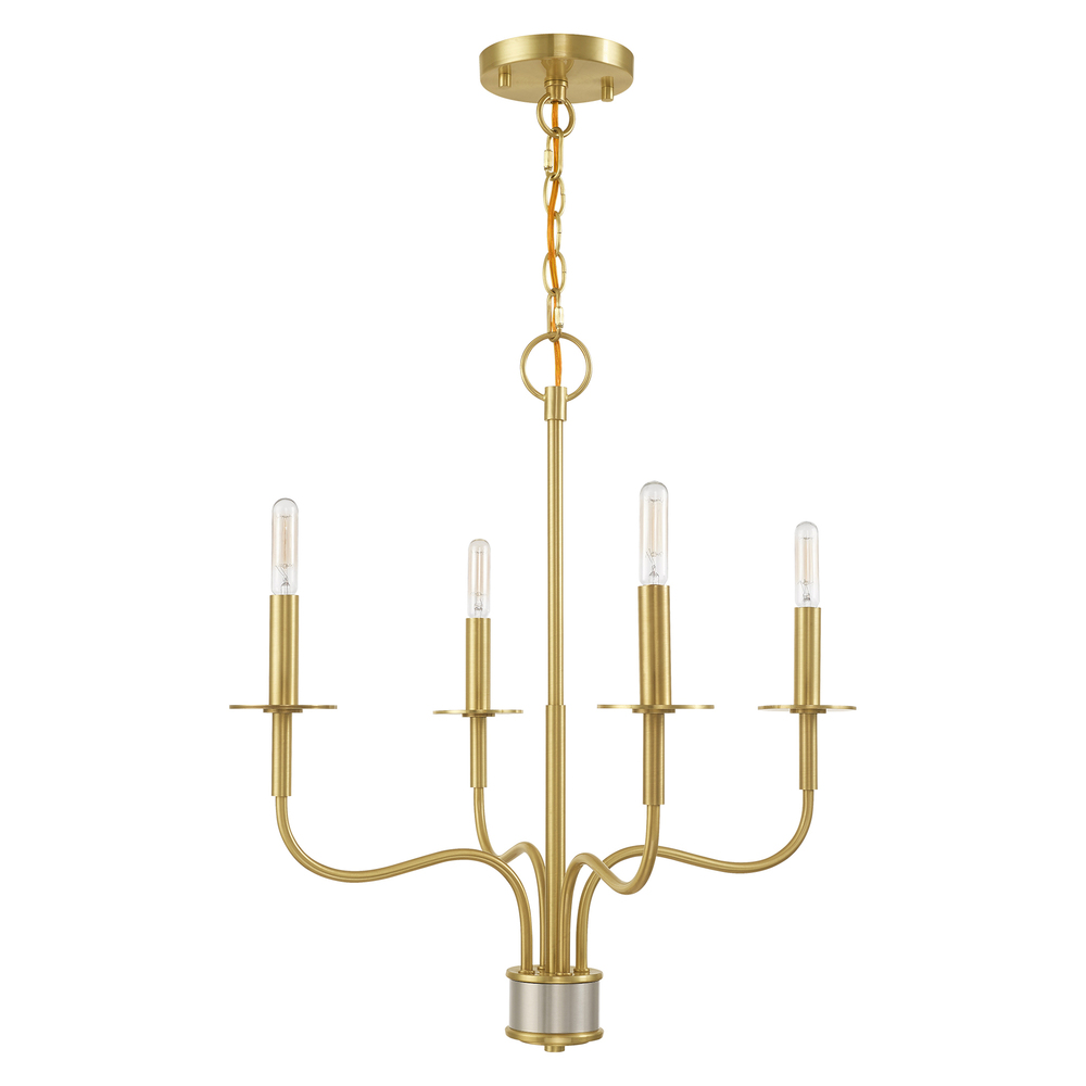 4 Lt Satin Brass Mini Chandelier