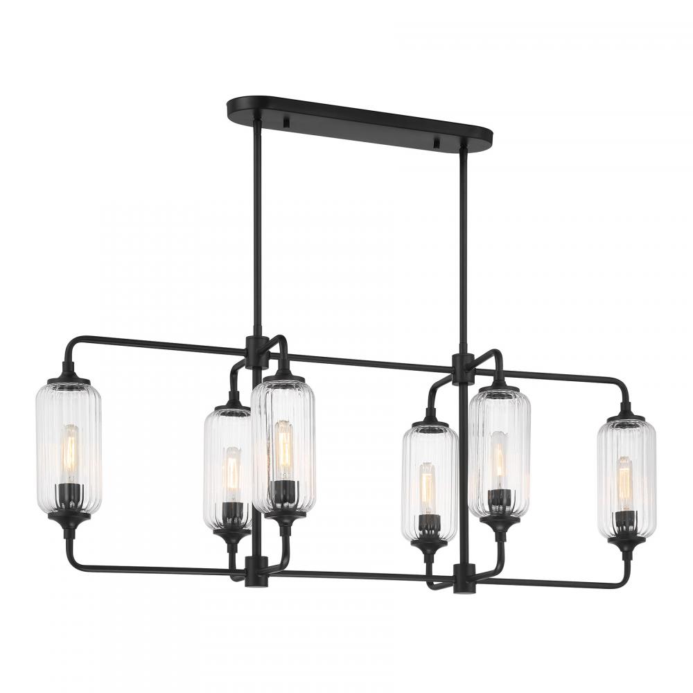 Holton 6-Light Linear Chandelier in Matte Black