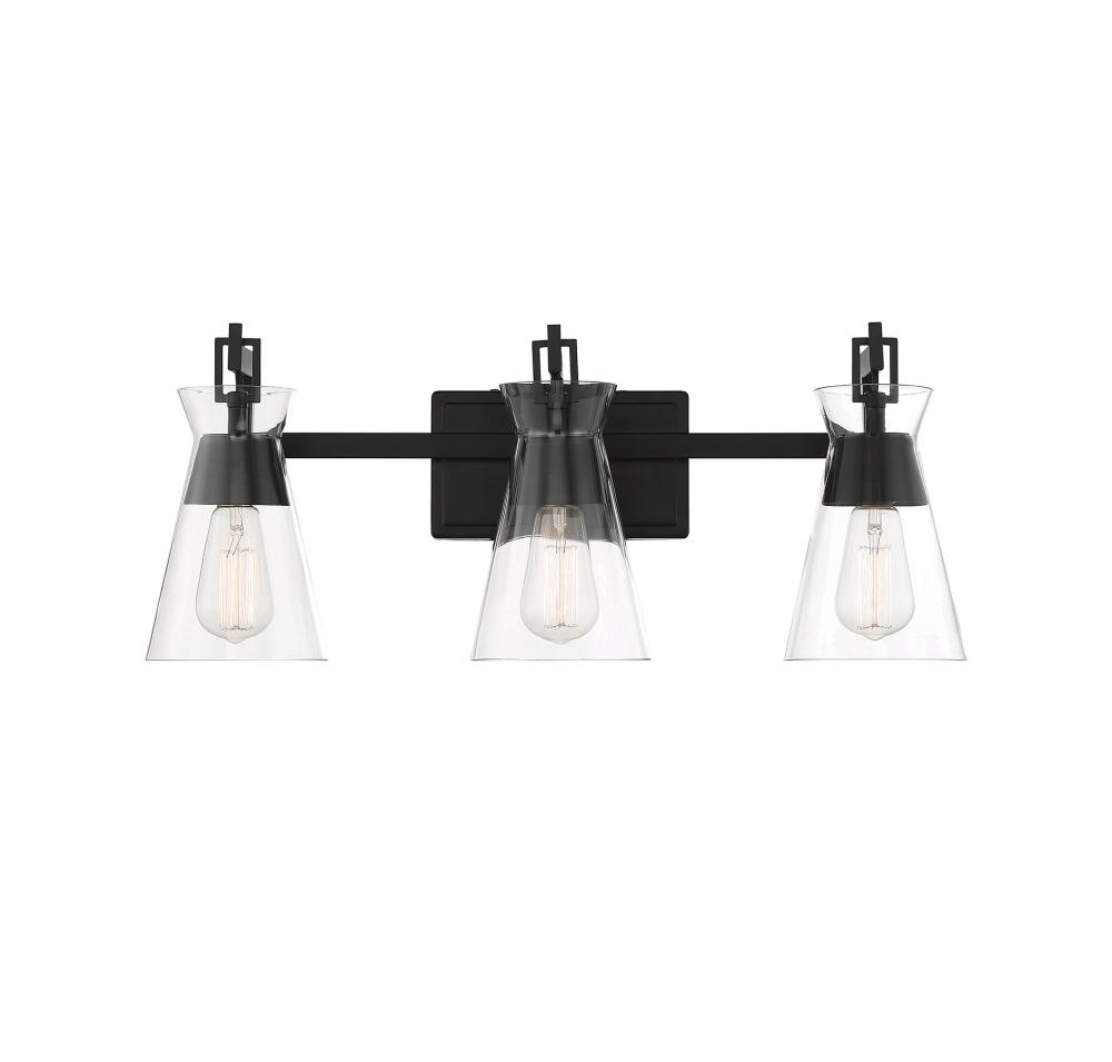 Lakewood 3-Light Bathroom Vanity Light in Matte Black