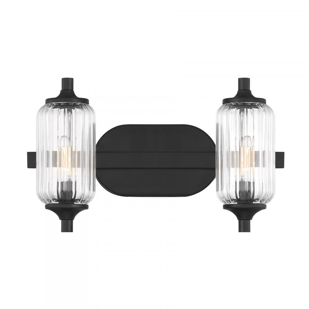 Holton 2-Light Bathroom Vanity Light in Matte Black