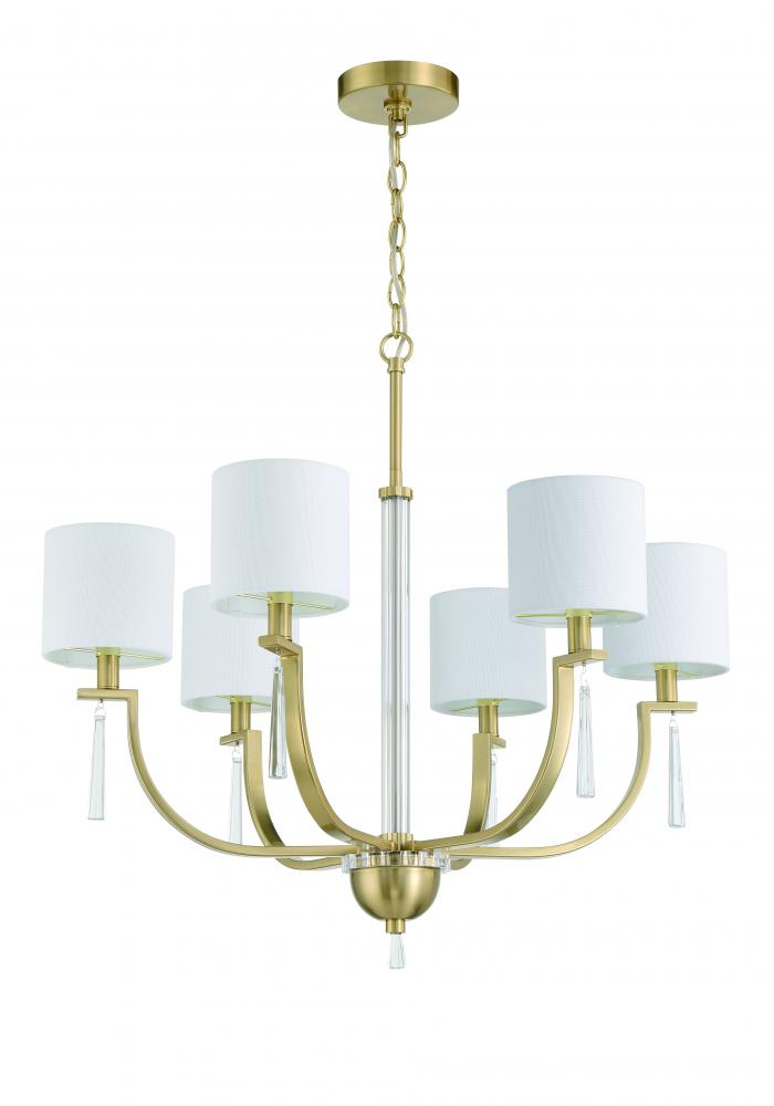 Fortuna 6 Light Chandelier in Satin Brass