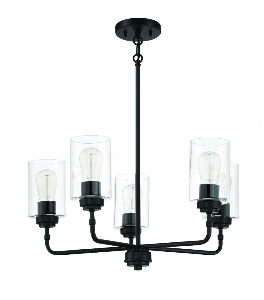 Stowe 5 Light Chandelier in Flat Black