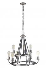 Craftmade 50329-FBBNK - Randolph 9 Light Chandelier in Flat Black/Brushed Polished Nickel