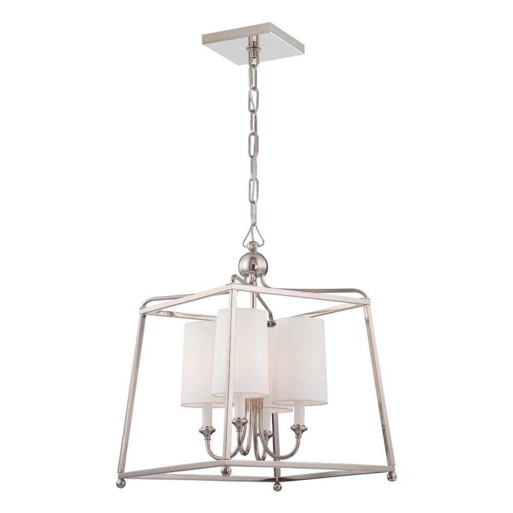 Libby Langdon Sylvan 4 Light Polished Nickel Lantern Chandelier