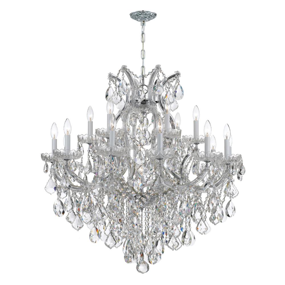 Maria Theresa 19 Light Clear Italian Crystal Polished Chrome Chandelier