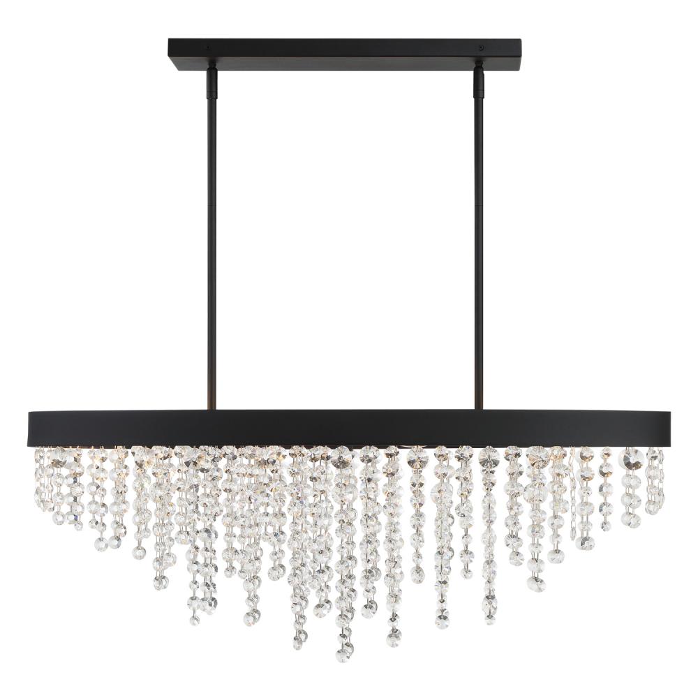 Winham 8 Light Black Forged Linear Oval Chandelier