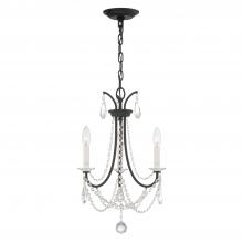 Crystorama KAR-90903-MK-CL-MWP - Karrington 3 Light Matte Black Mini Chandelier