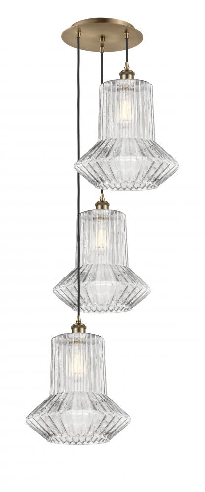 Springwater - 3 Light - 19 inch - Antique Brass - Cord Hung - Multi Pendant