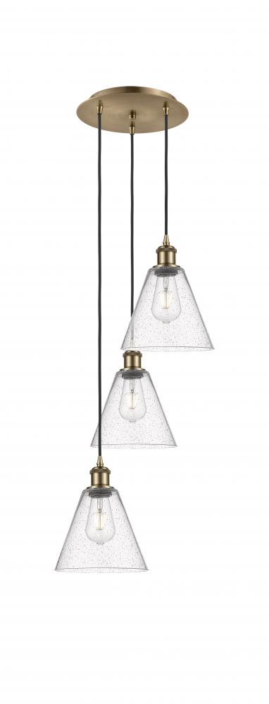 Berkshire - 3 Light - 15 inch - Antique Brass - Cord Hung - Multi Pendant