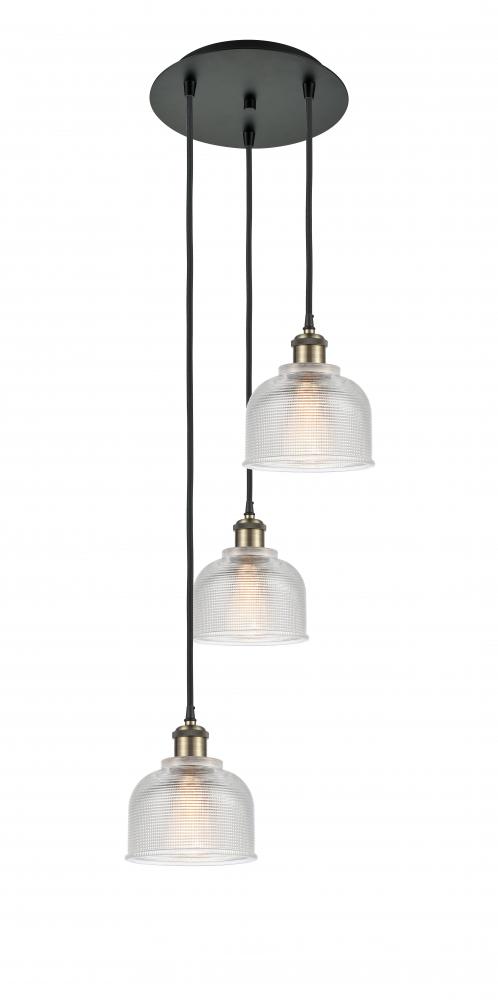 Dayton - 3 Light - 12 inch - Black Antique Brass - Cord Hung - Multi Pendant