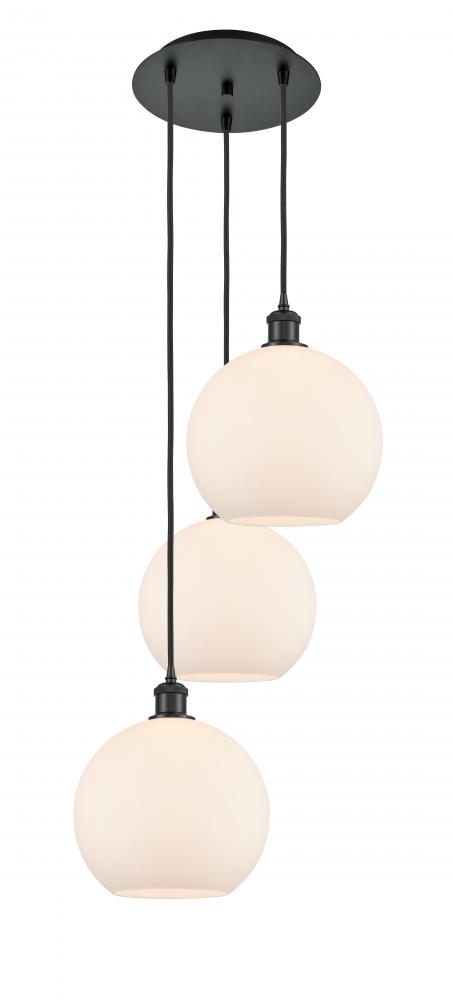 Athens - 3 Light - 17 inch - Matte Black - Cord Hung - Multi Pendant