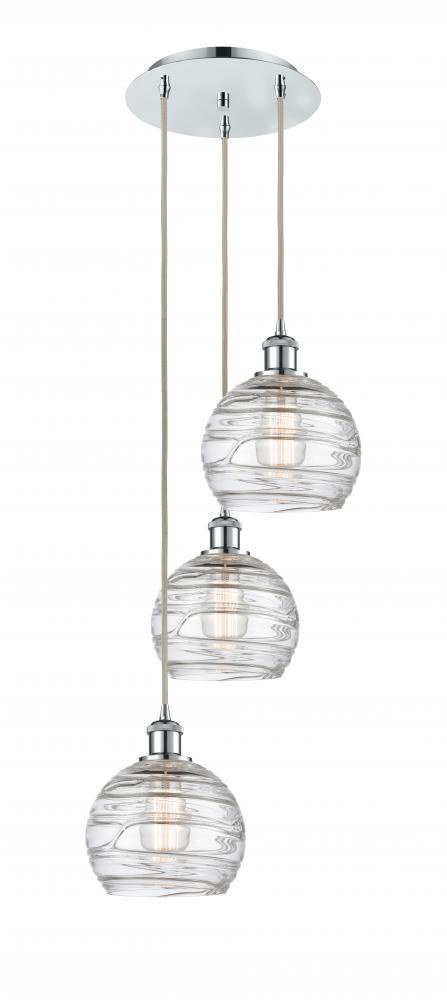 Athens Deco Swirl - 3 Light - 15 inch - Polished Chrome - Cord hung - Multi Pendant