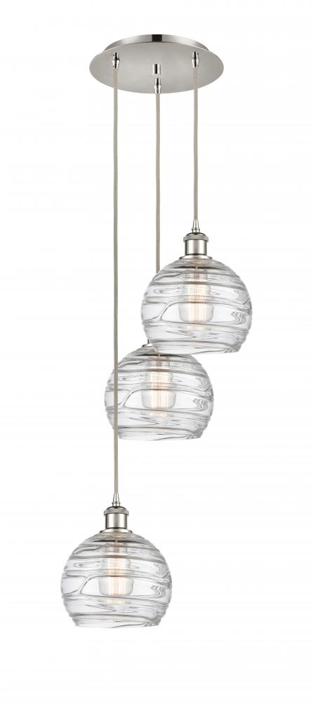 Athens Deco Swirl - 3 Light - 15 inch - Polished Nickel - Cord hung - Multi Pendant