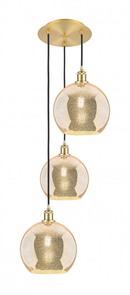 Athens - 3 Light - 17 inch - Satin Gold - Cord Hung - Multi Pendant