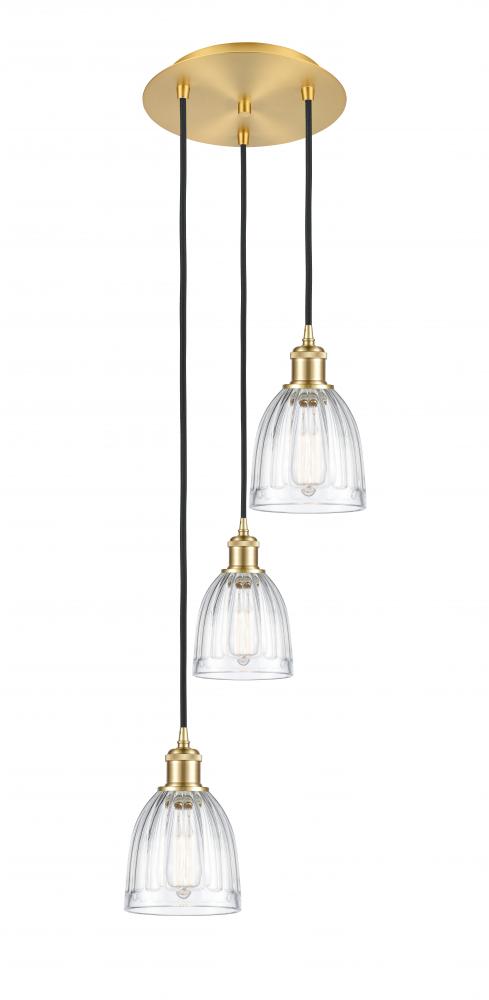 Brookfield - 3 Light - 12 inch - Satin Gold - Cord Hung - Multi Pendant