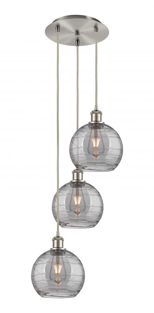 Athens Deco Swirl - 3 Light - 15 inch - Brushed Satin Nickel - Cord hung - Multi Pendant