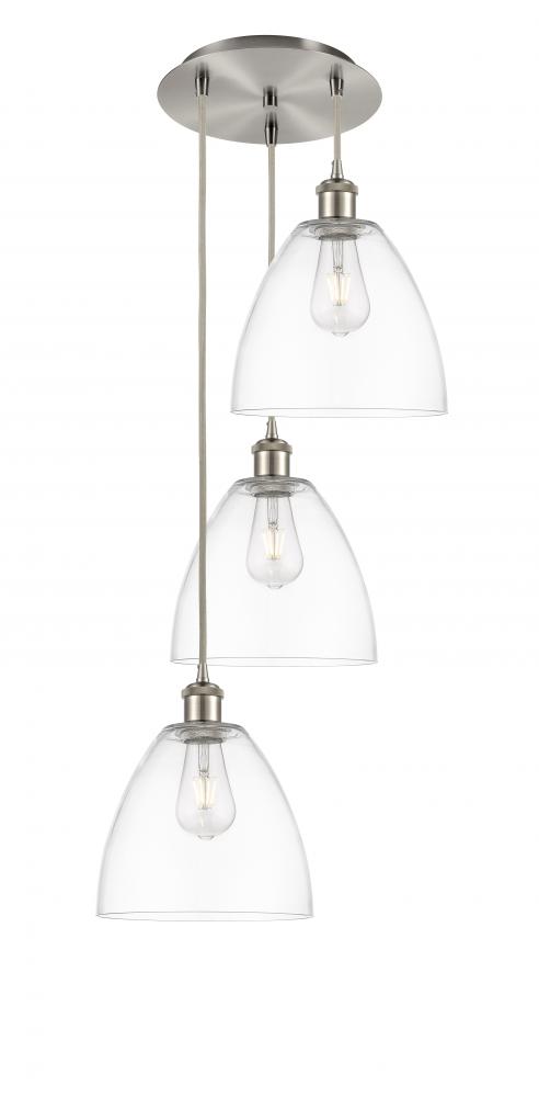 Bristol - 3 Light - 16 inch - Brushed Satin Nickel - Cord Hung - Multi Pendant