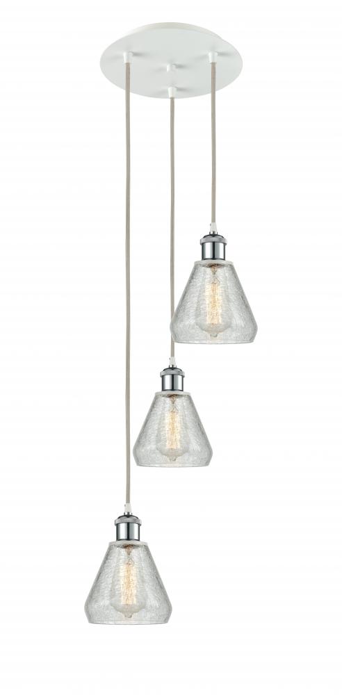 Conesus - 3 Light - 13 inch - White Polished Chrome - Cord Hung - Multi Pendant