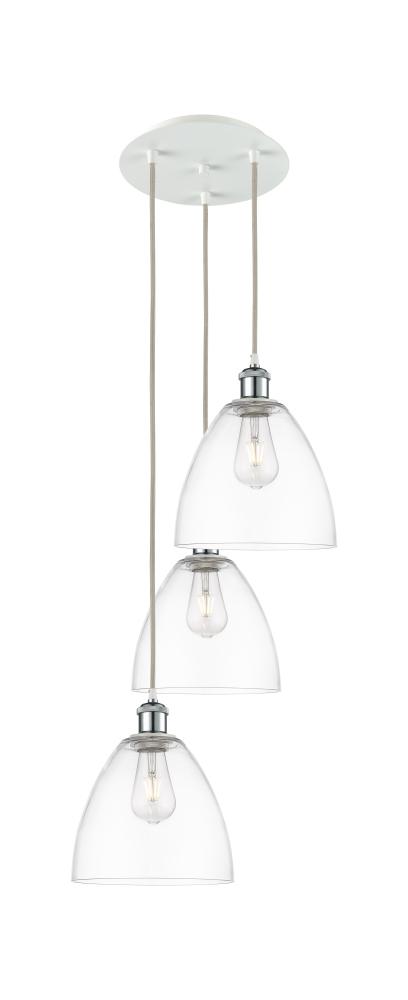 Bristol - 3 Light - 16 inch - White Polished Chrome - Cord Hung - Multi Pendant