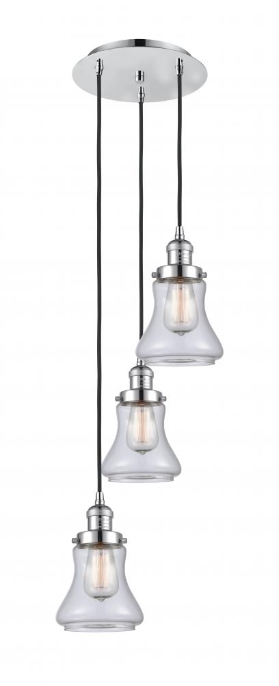 Bellmont - 3 Light - 13 inch - Polished Chrome - Cord hung - Multi Pendant