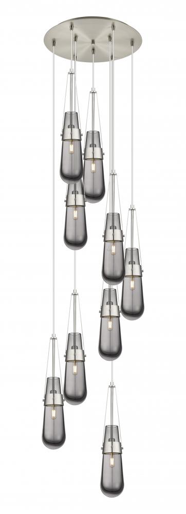 Milan - 9 Light - 19 inch - Brushed Satin Nickel - Multi Pendant