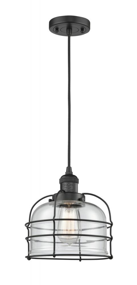 Bell Cage - 1 Light - 9 inch - Matte Black - Cord hung - Mini Pendant