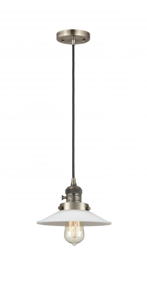 Halophane - 1 Light - 9 inch - Antique Brass - Cord hung - Mini Pendant