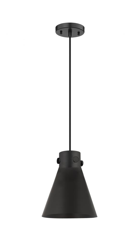 Newton Cone - 1 Light - 8 inch - Matte Black - Cord hung - Pendant