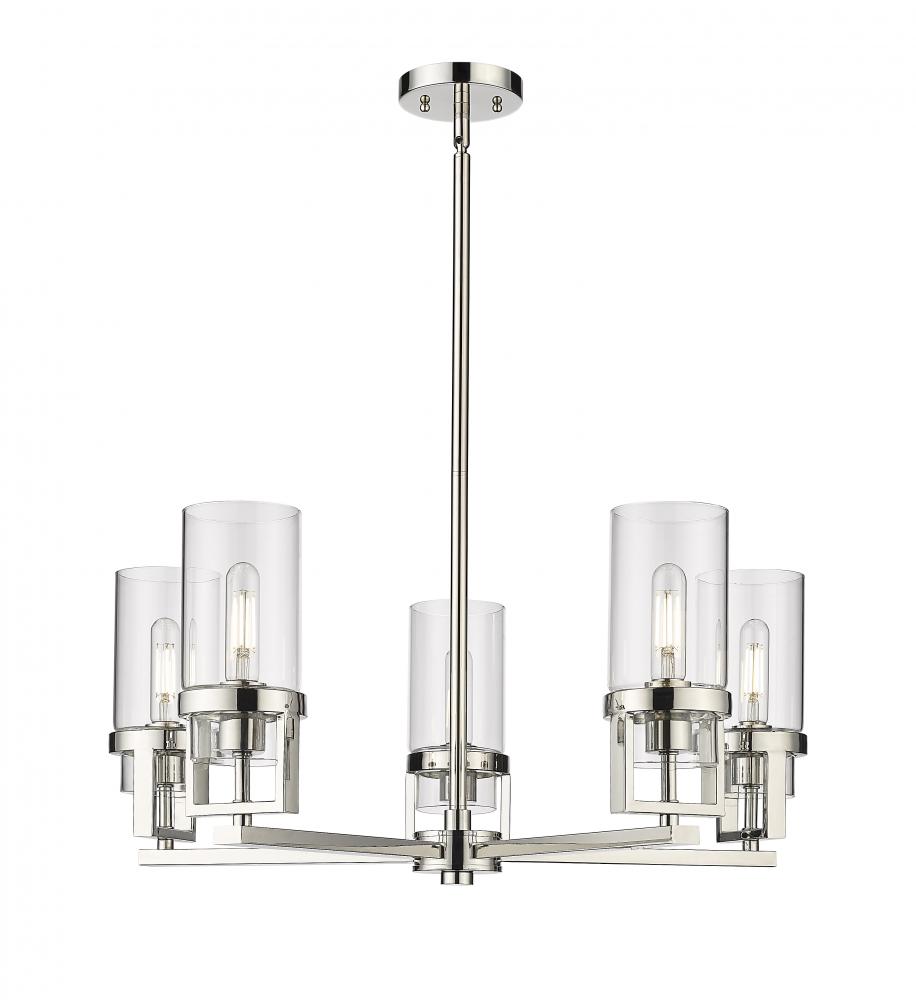 Utopia - 5 Light - 24 inch - Polished Nickel - Chandelier