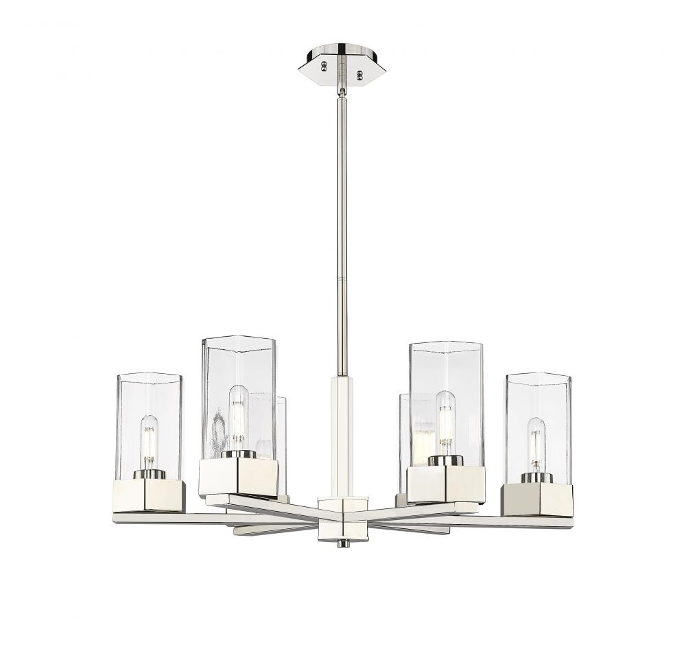 Claverack - 6 Light - 28 inch - Polished Nickel - Chandelier