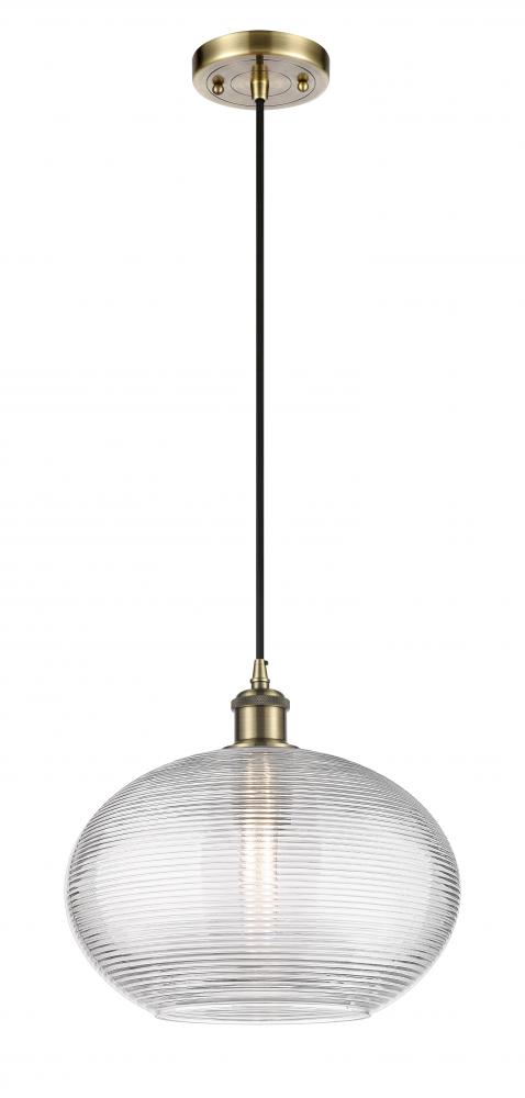 Ithaca - 1 Light - 12 inch - Antique Brass - Cord hung - Mini Pendant