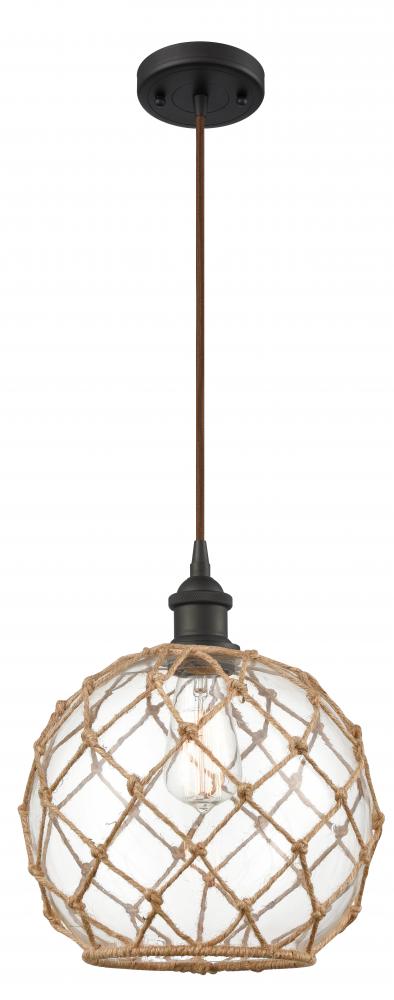 Farmhouse Rope - 1 Light - 10 inch - Oil Rubbed Bronze - Cord hung - Mini Pendant