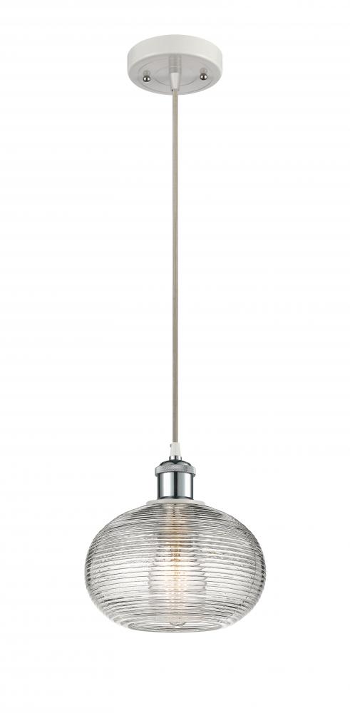 Ithaca - 1 Light - 8 inch - White Polished Chrome - Cord hung - Mini Pendant