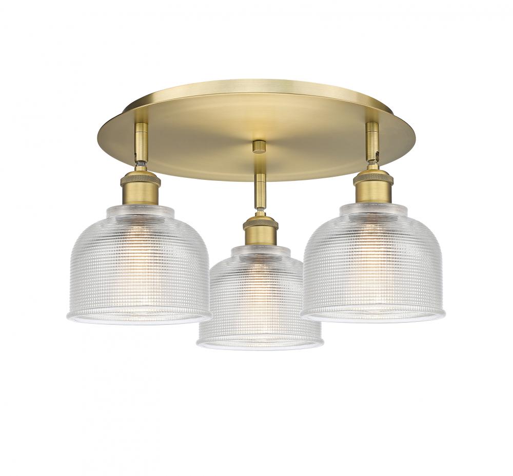 Dayton - 3 Light - 17 inch - Brushed Brass - Flush Mount