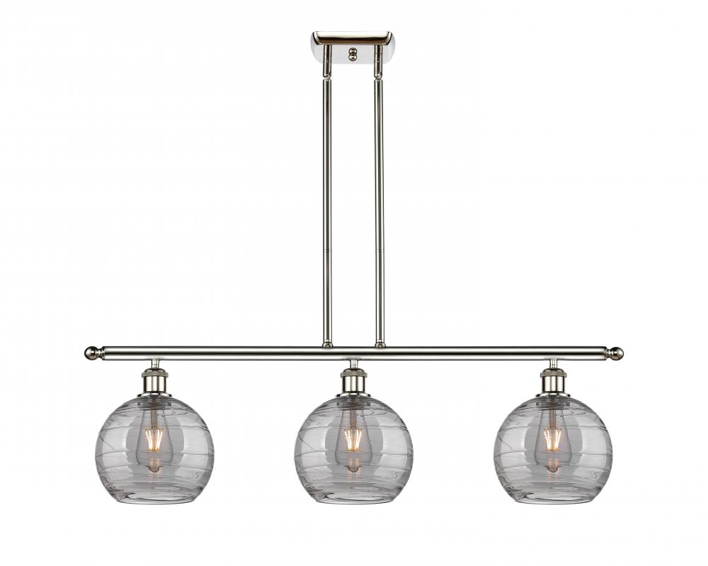 Athens Deco Swirl - 3 Light - 36 inch - Polished Nickel - Cord hung - Island Light