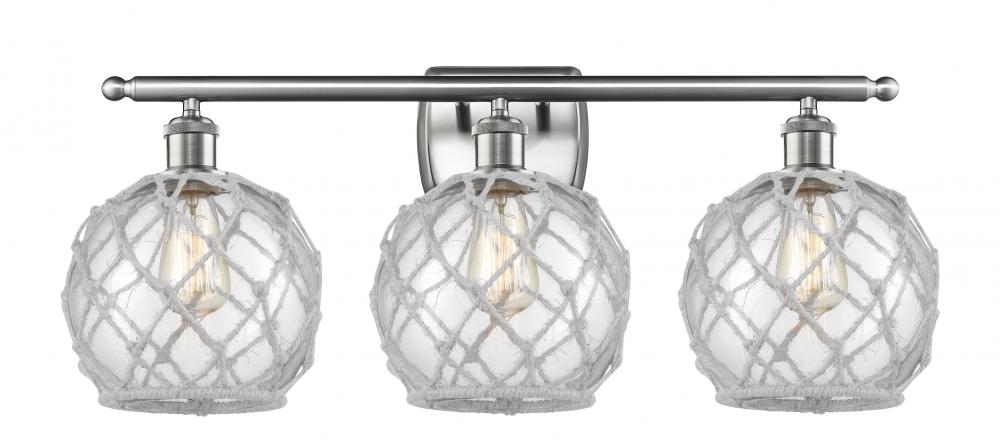 Farmhouse Rope - 3 Light - 28 inch - Brushed Satin Nickel - Bath Vanity Light