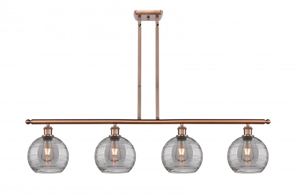 Athens Deco Swirl - 4 Light - 48 inch - Antique Copper - Cord hung - Island Light