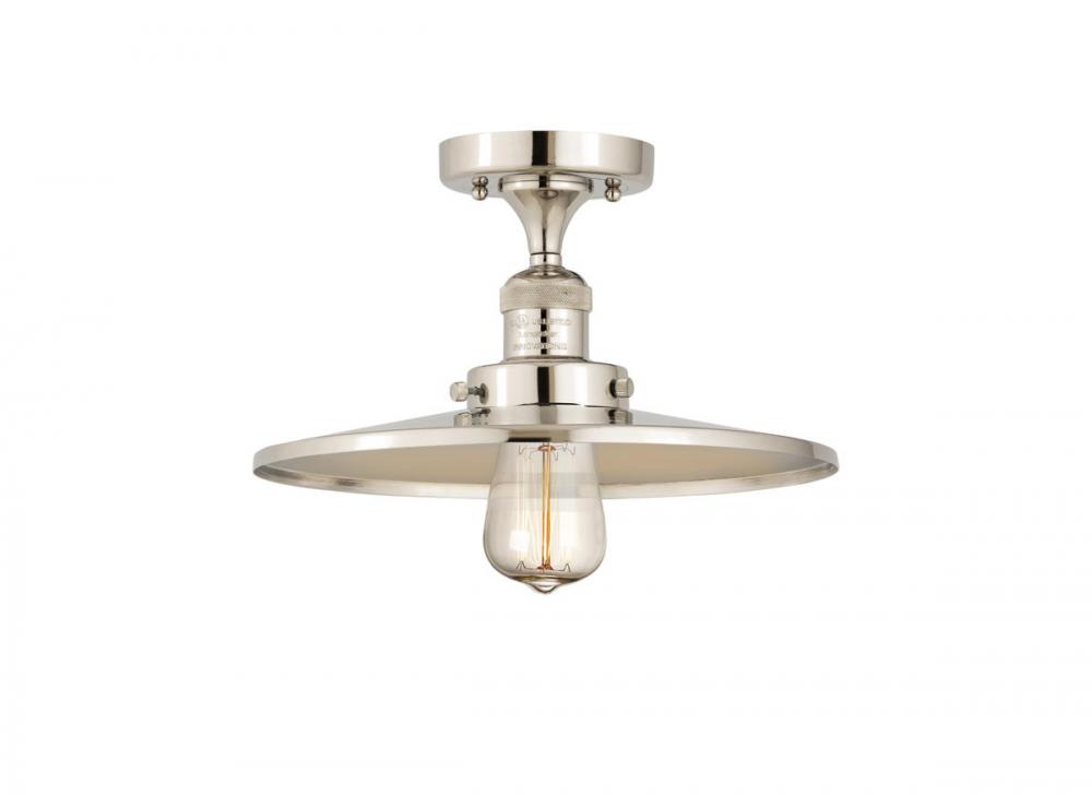 Railroad - 1 Light - 12 inch - Polished Nickel - Semi-Flush Mount