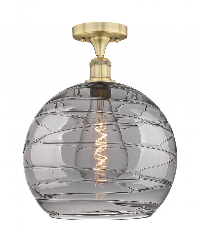 Athens Deco Swirl - 1 Light - 14 inch - Brushed Brass - Semi-Flush Mount