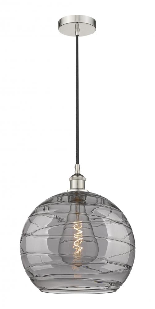 Athens Deco Swirl - 1 Light - 14 inch - Polished Nickel - Cord hung - Pendant