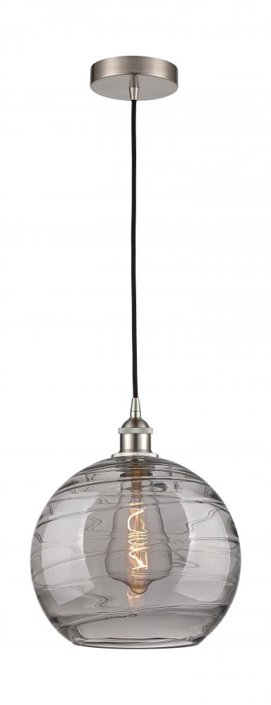 Athens Deco Swirl - 1 Light - 12 inch - Brushed Satin Nickel - Cord hung - Mini Pendant