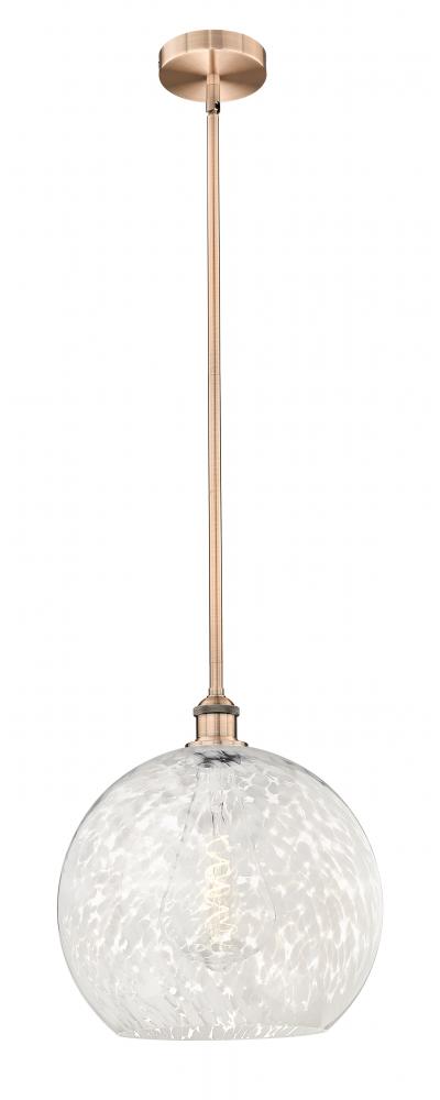 White Mouchette - 1 Light - 14 inch - Antique Copper - Stem Hung - Pendant