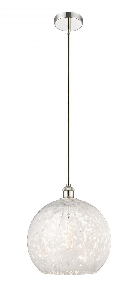 White Mouchette - 1 Light - 14 inch - Polished Nickel - Stem Hung - Pendant