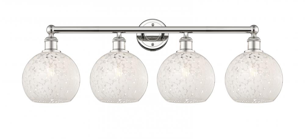 White Mouchette - 4 Light - 35 inch - Polished Nickel - Bath Vanity Light