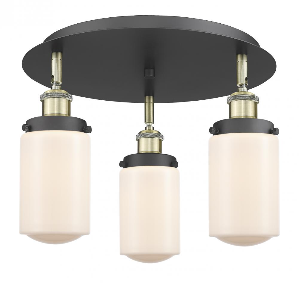 Dover - 3 Light - 16 inch - Black Antique Brass - Flush Mount