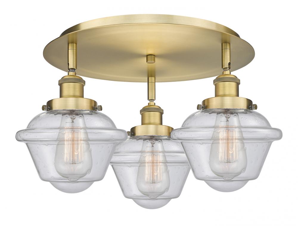 Oxford - 3 Light - 19 inch - Brushed Brass - Flush Mount