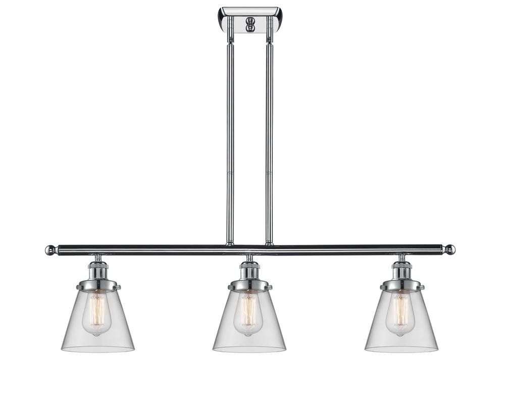 Cone - 3 Light - 36 inch - Polished Chrome - Stem Hung - Island Light