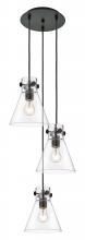 Innovations Lighting 113-410-1PS-BK-G411-8CL - Newton Cone - 3 Light - 16 inch - Matte Black - Multi Pendant